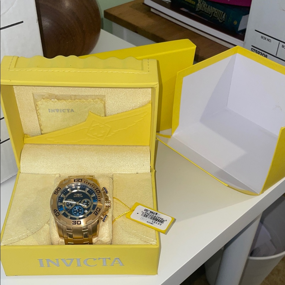 Invicta Gold Watch with Blue Accents